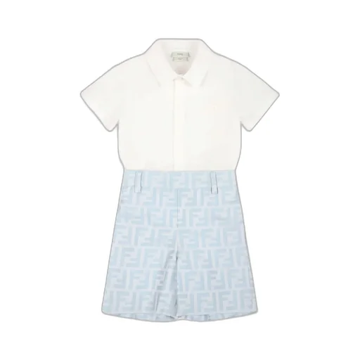 Fendi Kids Ff Jacquard Short-Sleeved Romper