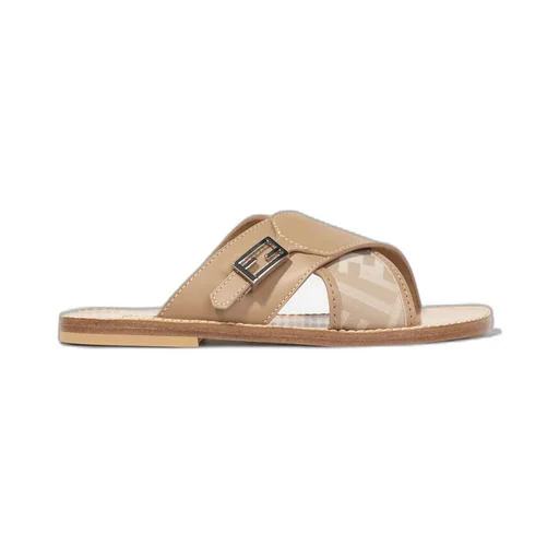 Fendi Kids Logo-Plaque Slip-On Sandals