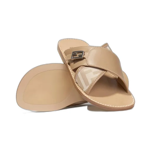 Fendi Kids Logo-Plaque Slip-On Sandals
