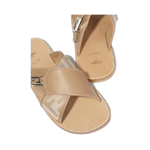Fendi Kids Logo-Plaque Slip-On Sandals