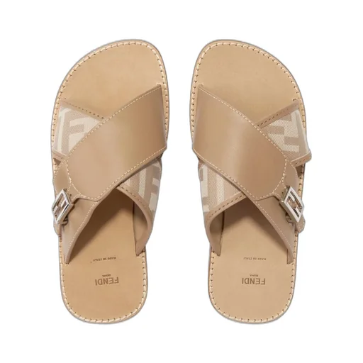 Fendi Kids Logo-Plaque Slip-On Sandals