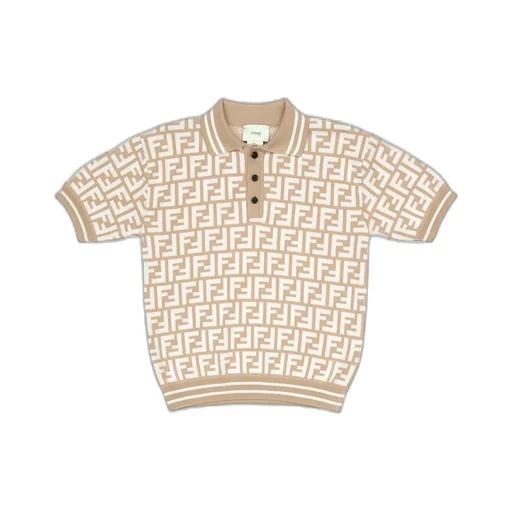Fendi Kids Ff-Jacquard Short-Sleeved Knitted Polo Shirt
