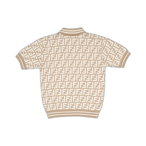 Fendi Kids Ff-Jacquard Short-Sleeved Knitted Polo Shirt