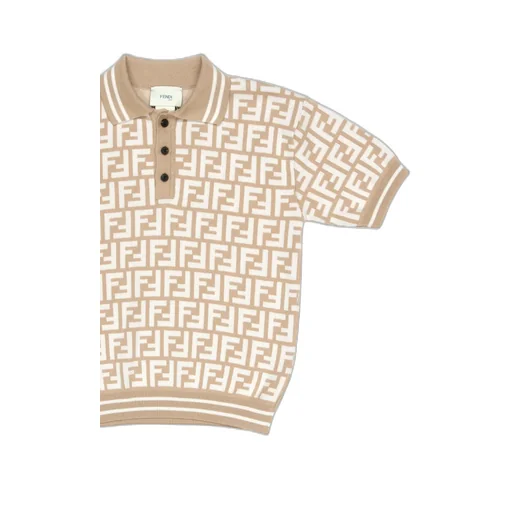 Fendi Kids Ff-Jacquard Short-Sleeved Knitted Polo Shirt