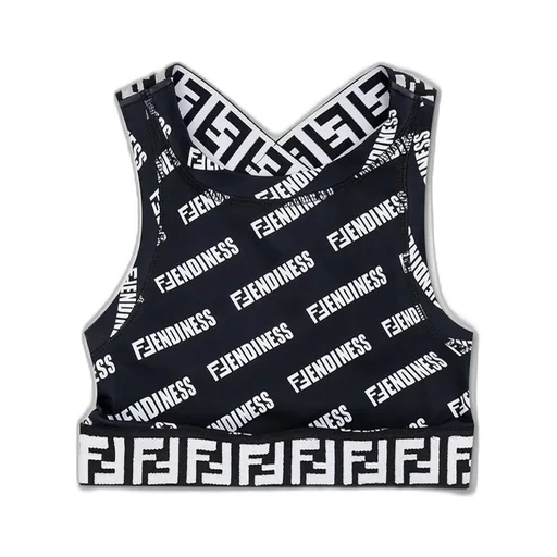 Fendi Kids Logo Printed Crossed Band Cropped Top