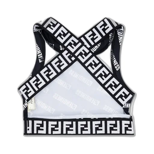 Fendi Kids Logo Printed Crossed Band Cropped Top