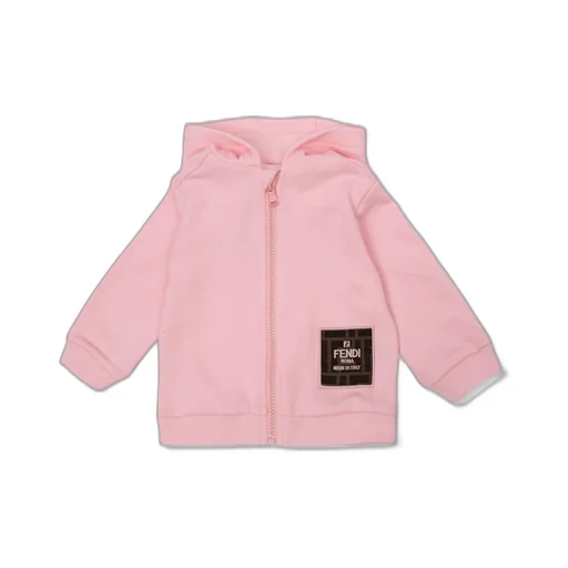Fendi Kids Logo Patch Zip-Up Hoodie