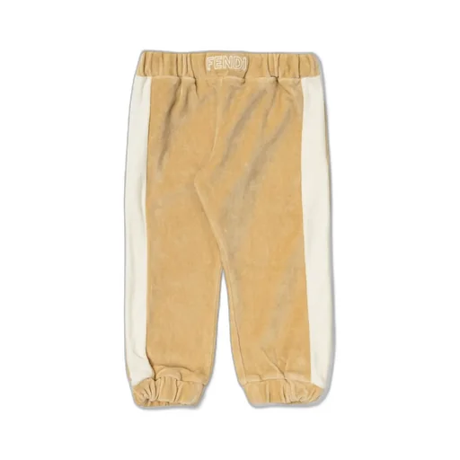 Fendi Kids Logo Embroidered Velvet Trousers