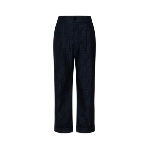 Fendi Kids Logo-Embroidered High-Waist Trousers