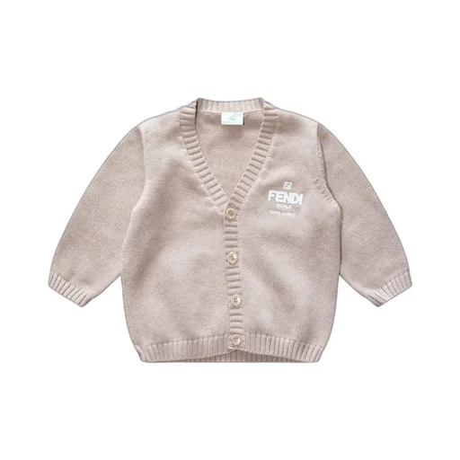 Fendi Kids Logo Detailed V-Neck Knitted Cardigan