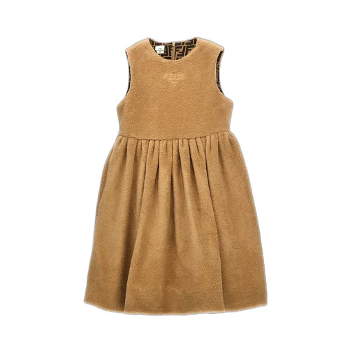 Fendi Kids Logo Embroidered Sleeveless Dress
