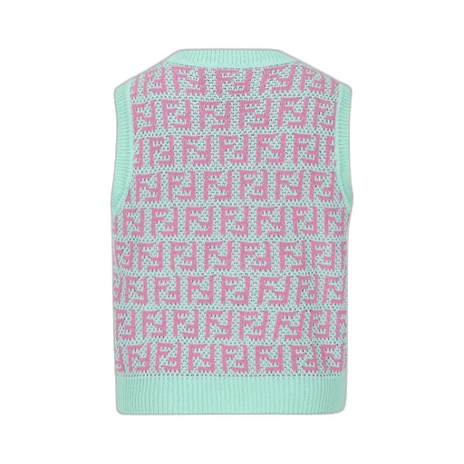 Fendi Kids Intarsia-Knitted Crewneck Vest
