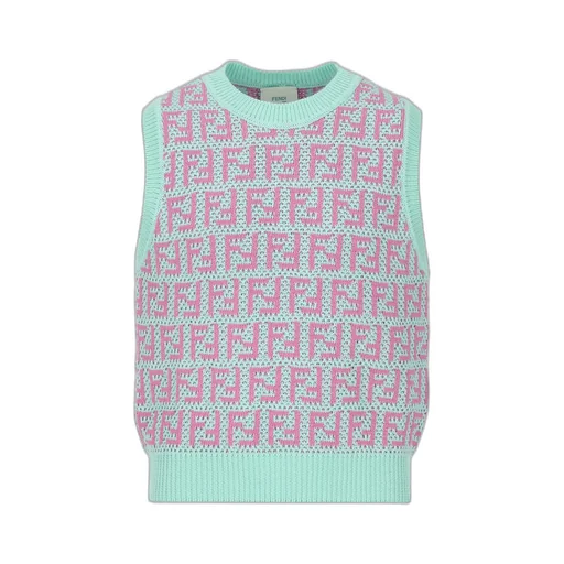 Fendi Kids Intarsia-Knitted Crewneck Vest
