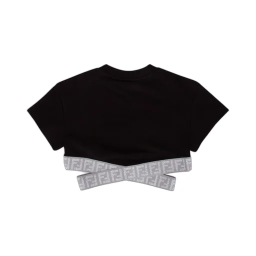 Fendi Kids Cut-Out Crewneck Cropped T-Shirt