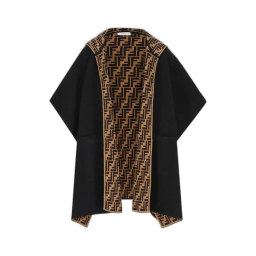 Fendi Kids Logo-Intarsia Knitted Cape