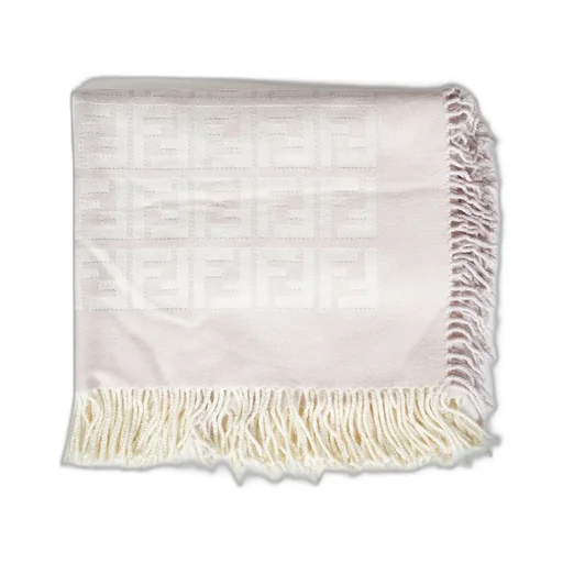 Fendi Kids All-Over Logo Patterned Fringed Blanket