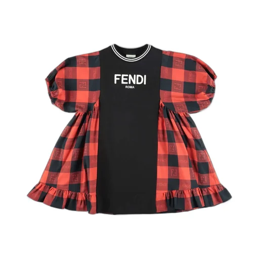 Fendi Kids Logo Embroidered Short-Sleeved Dress