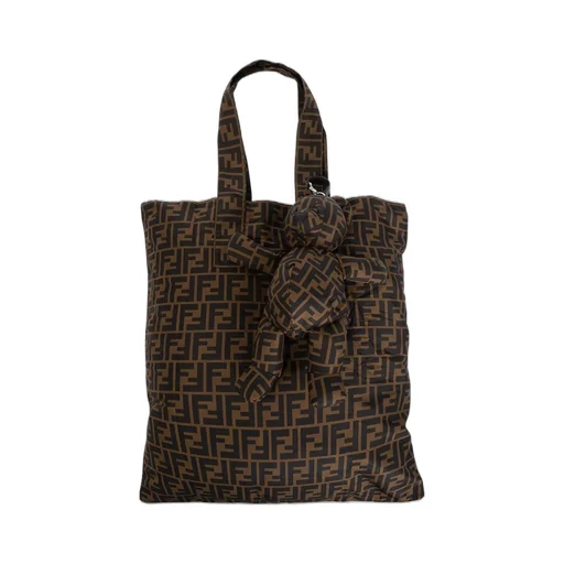 Fendi Kids Allover Logo Printed Teddy Bear Tote Bag