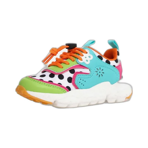Flower Mountain Polka Dot Printed Panelled Lace-Up Sneakers