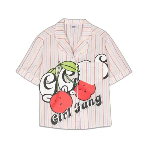 Gcds Kids Short-Sleeved Striped Shirt