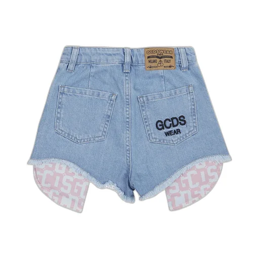 Gcds Kids Logo Patch Denim Shorts
