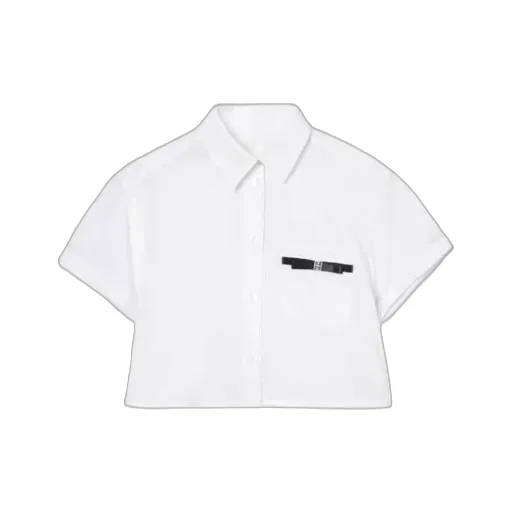 Givenchy Kids Logo-Plaque Short-Sleeved Poplin Shirt