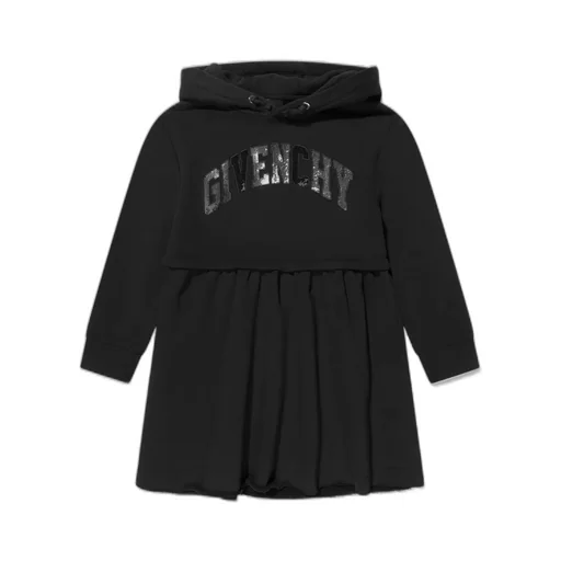 Givenchy Kids Logo Embellished Frayed Hem Dress