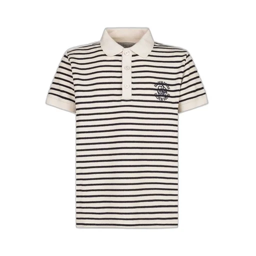Golden Goose Kids Logo Embroidered Striped Polo Shirt