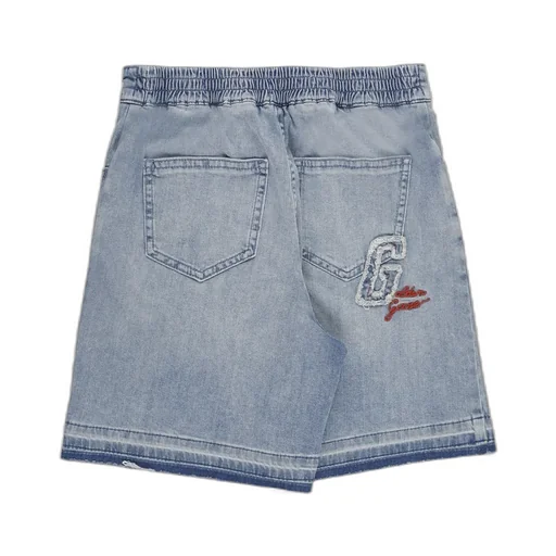 Golden Goose Kids Logo Embroidered Denim Shorts