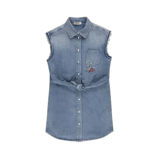Golden Goose Kids Logo Embroidered Denim Dress