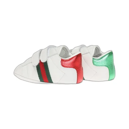 Gucci Kids Round Toe Double Strap Sneakers