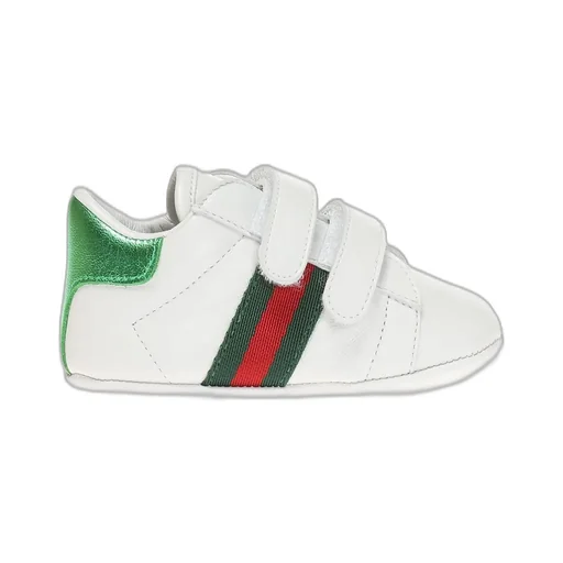 Gucci Kids Round Toe Double Strap Sneakers