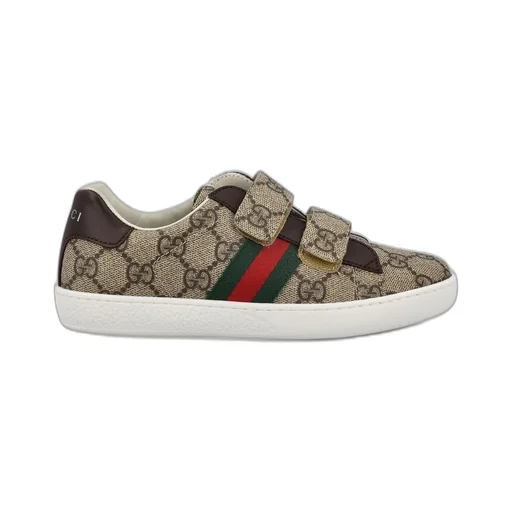 Gucci Kids Ace Gg Supreme Round Toe Sneakers