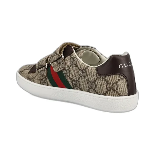 Gucci Kids Ace Gg Supreme Round Toe Sneakers