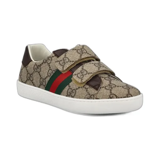 Gucci Kids Ace Gg Supreme Round Toe Sneakers