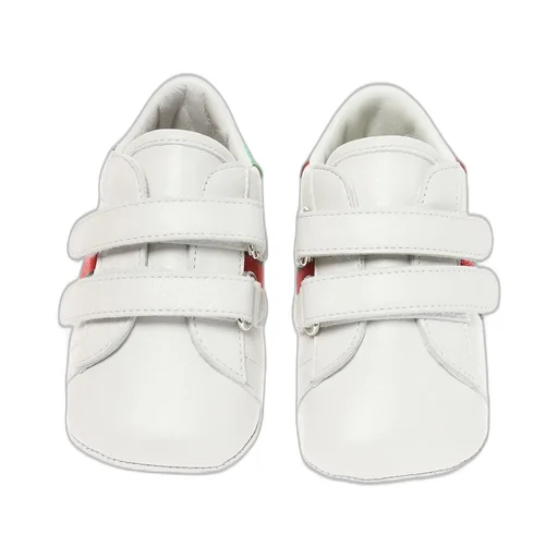 Gucci Kids Round Toe Double Strap Sneakers