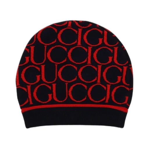 Gucci Kids Logo Jacquard Ribbed Edge Beanie