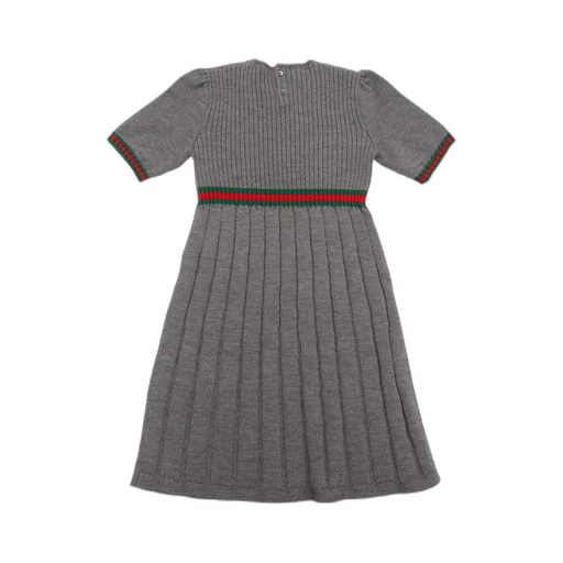 Gucci Kids Pleated Crewneck Ribbed-Knit Dress