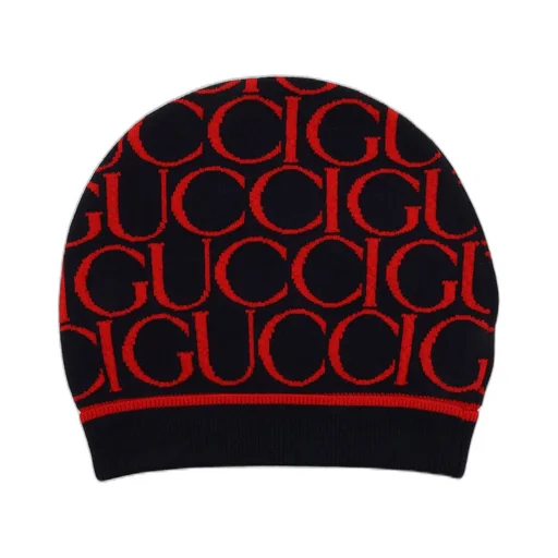 Gucci Kids Logo Jacquard Ribbed Edge Beanie