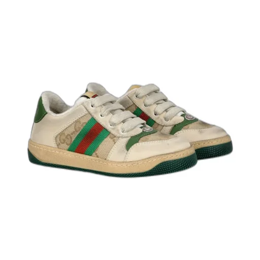 Gucci Kids Screener Round Toe Lace-Up Sneakers