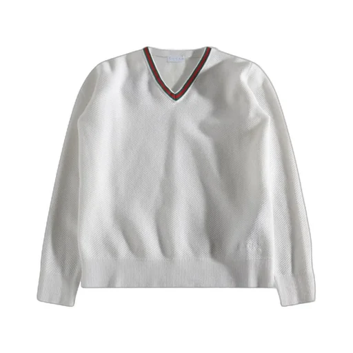 Gucci Kids Web-Stripe V-Neck Sweatshirt