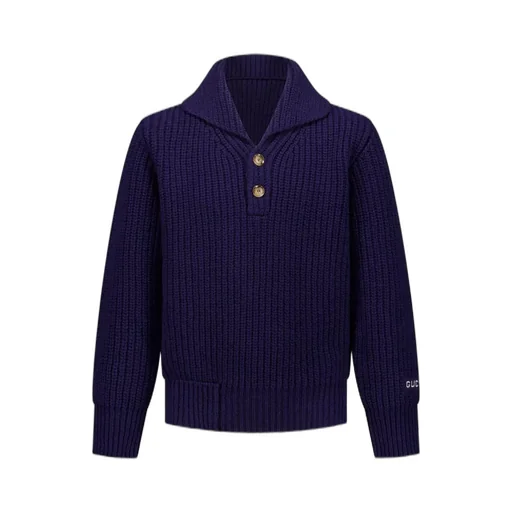 Gucci Kids Button Detailed Ribbed-Knit Jumper