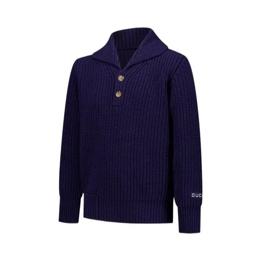 Gucci Kids Button Detailed Ribbed-Knit Jumper