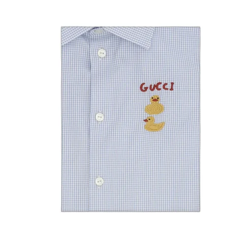 Gucci Kids Logo Embroidered Checked Shirt