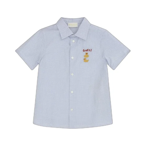 Gucci Kids Logo Embroidered Checked Shirt