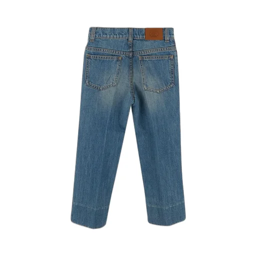 Gucci Kids Logo Patch Straight Leg Jeans