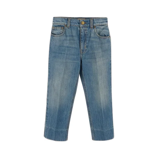 Gucci Kids Logo Patch Straight Leg Jeans