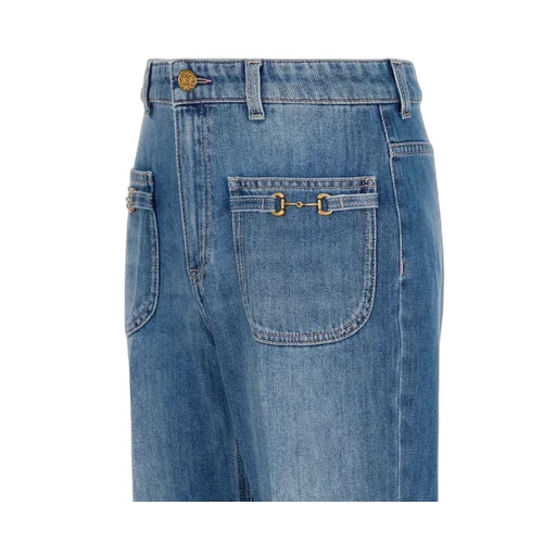 Gucci Kids Logo Patch Straight Leg Jeans