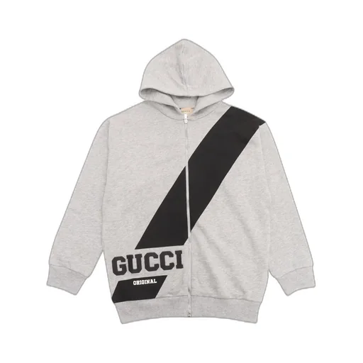 Gucci Kids Logo Embroidered Zip-Up Hoodie
