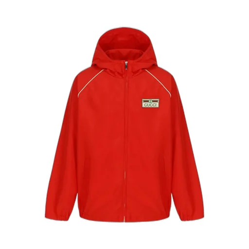 Gucci Kids Logo Patch Zip-Up Hooded Jacket